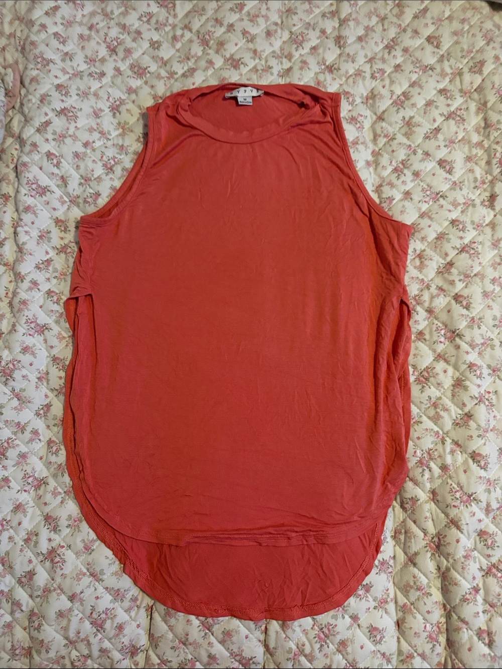 HYFVE Sleeveless Scoop Hem Tank Top - Coral Red